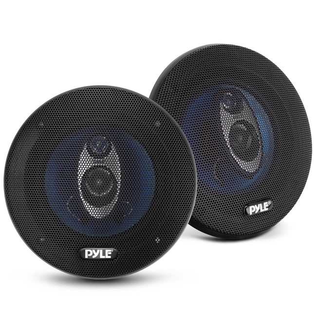 Pyle 5.25” Car Sound Speaker (Pair) - Upgraded Blue Poly Injection Cone 3-Way 200 Watt Peak w/Non-fatiguing Butyl Rubber Surround 100-20Khz Frequency Response 4 Ohm & 1  ASV Voice Coil - Pyle PL53BL