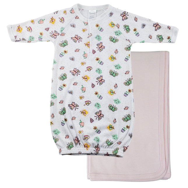 Print Infant Gown and Recieving Blanket CS_0100