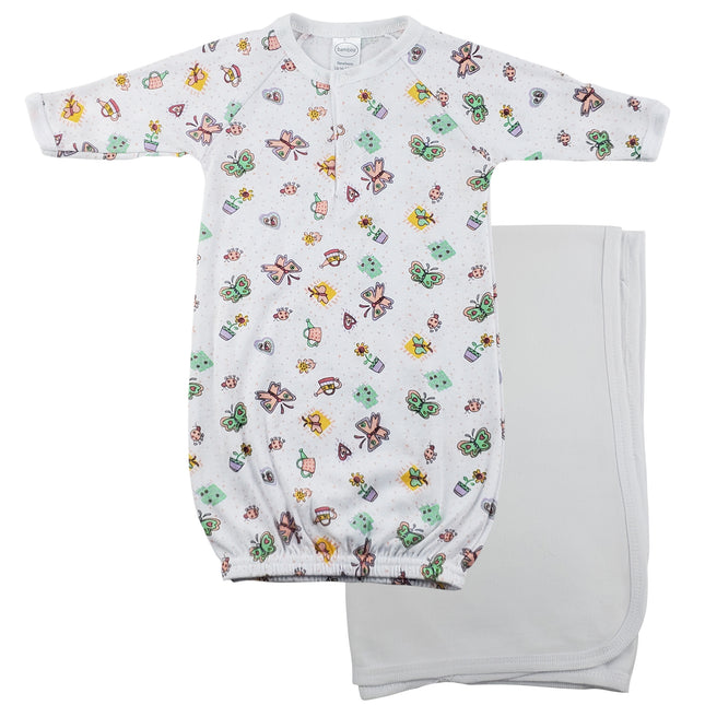 Print Infant Gown and Recieving Blanket CS_0102