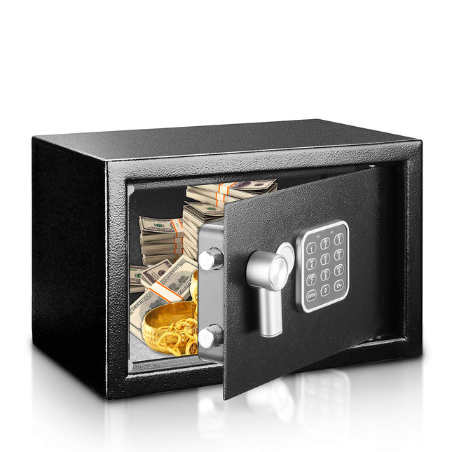 SereneLife Premium Steel Digital Safe Box - 9.1 x 6.7 x 6.7 | Secure Storage for Cash, Firearms, Jewelry & More | Great For Hotels, Cabinets & Home Use | Electronic & Mechanical Access - 2 Keys