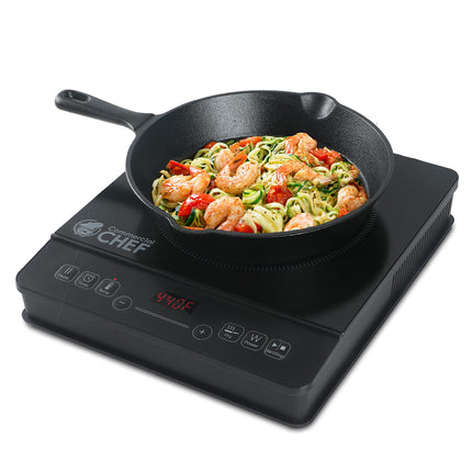 Commercial Chef Portable Induction Cooker 3-Hour Timer LED Display 1800 Watts