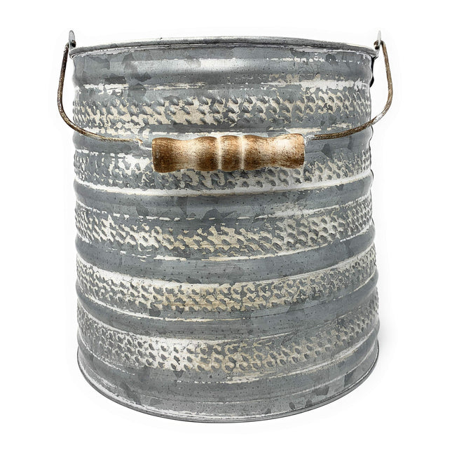 Embossed Metal Bucket Large Utensil Holder Organizer