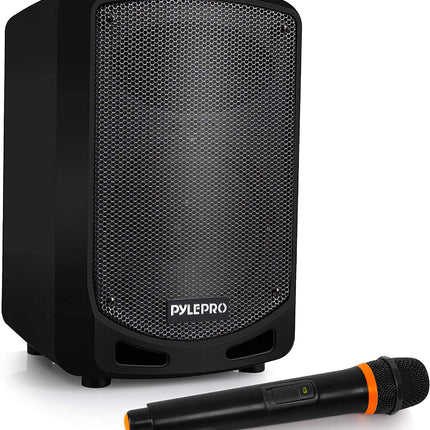 Pyle Bluetooth Karaoke PA Speaker - Indoor / Outdoor Portable Sound System with Wireless Mic, Audio Recording, Rechargeable Battery, USB / SD Reader, Stand Mount - for Party, Control - PSBT65A Black