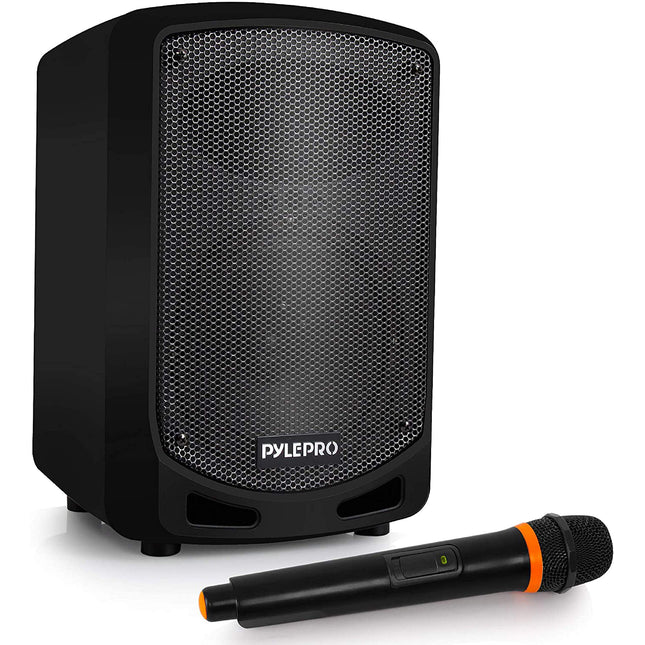 Pyle Bluetooth Karaoke PA Speaker - Indoor / Outdoor Portable Sound System with Wireless Mic, Audio Recording, Rechargeable Battery, USB / SD Reader, Stand Mount - for Party, Control - PSBT65A Black