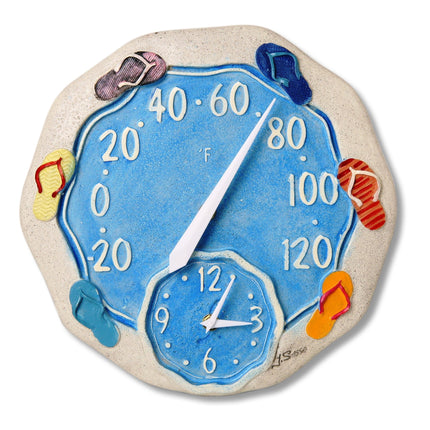 Springfield 12 Sandals Poly Resin Thermometer with Clock