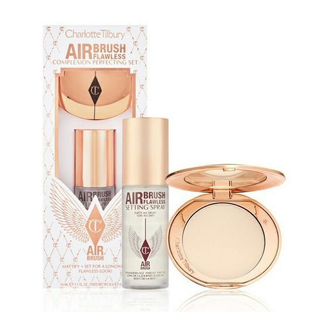 Charlotte Tilbury Complexion Perfecting Set - Airbrush Finish Flawless Finish Powder Fair 01 + Setting Spray 34ml - 505644660995